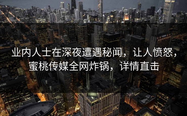 业内人士在深夜遭遇秘闻，让人愤怒，蜜桃传媒全网炸锅，详情直击